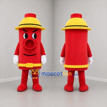 Custom Red and Yellow Fire Hydrant Mascot Costume Adult Full Body Suit for Fire Safety Events