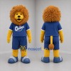 Custom Golden Brown and Blue Lion Mascot Costume Adult Full Body Suit for Sports Events