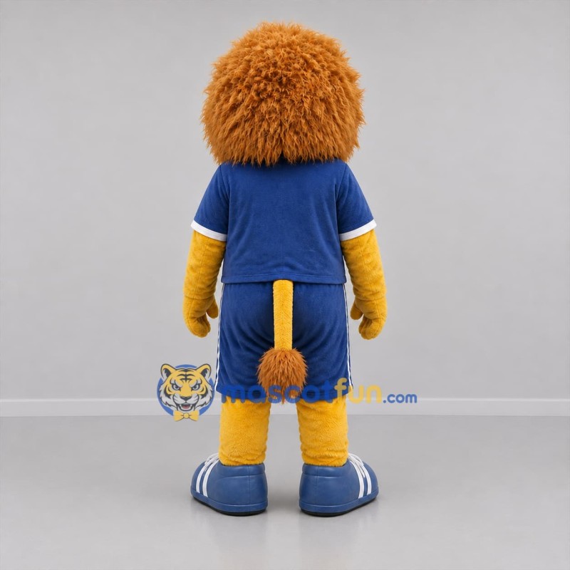 Custom Golden Brown and Blue Lion Mascot Costume Adult Full Body Suit for Sports Events