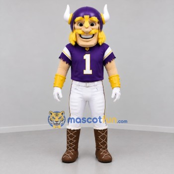 Custom Purple and Gold Viking Mascot Costume Adult Full Body Suit for Sports Events
