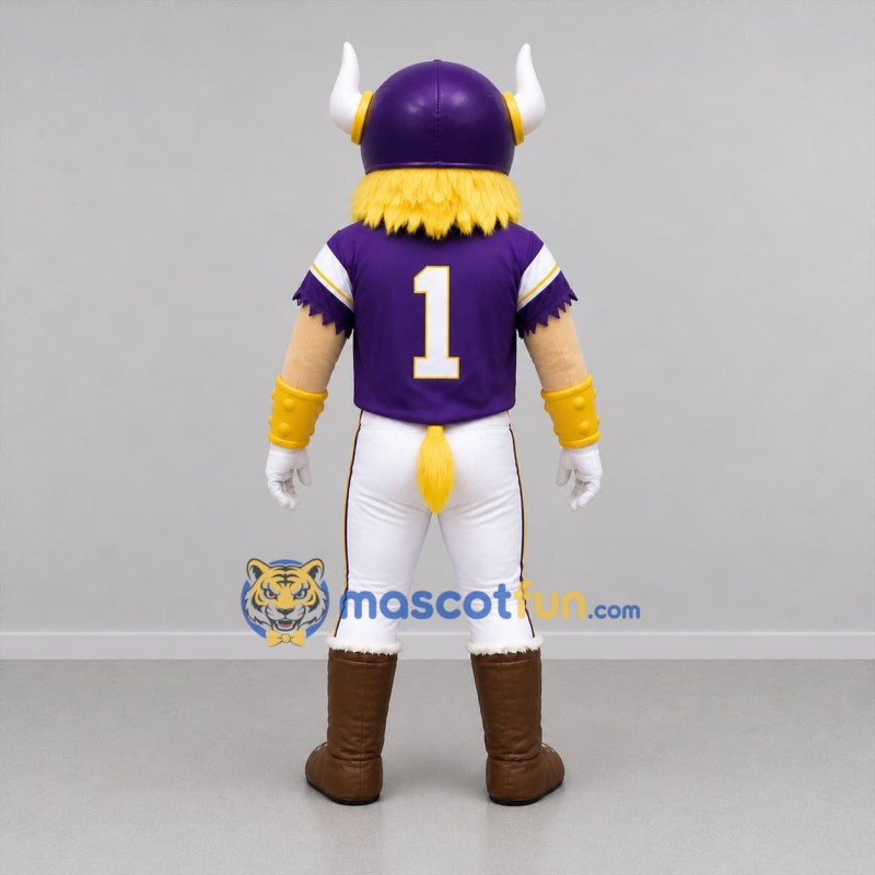 Custom Purple and Gold Viking Mascot Costume Adult Full Body Suit for Sports Events