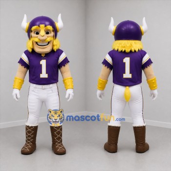 Custom Purple and Gold Viking Mascot Costume Adult Full Body Suit for Sports Events