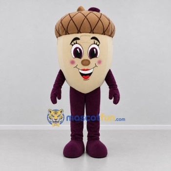 Custom Tan and Brown Acorn Mascot Costume Adult Full Body Suit for Harvest Festivals