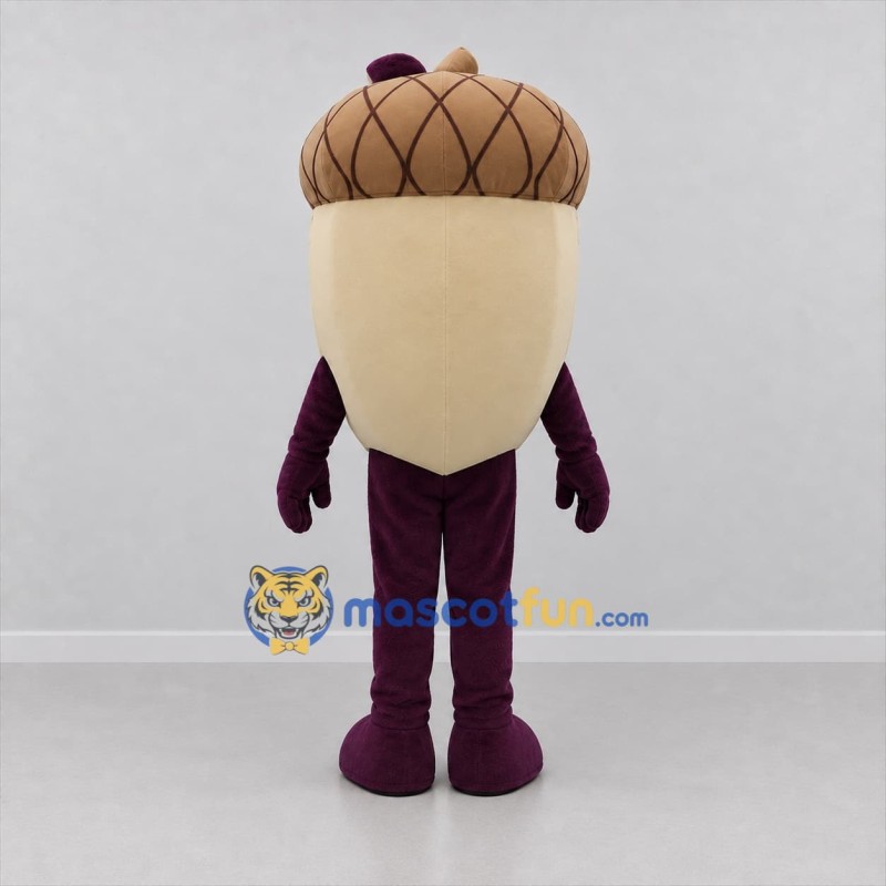 Custom Tan and Brown Acorn Mascot Costume Adult Full Body Suit for Harvest Festivals