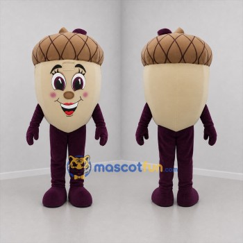 Custom Tan and Brown Acorn Mascot Costume Adult Full Body Suit for Harvest Festivals
