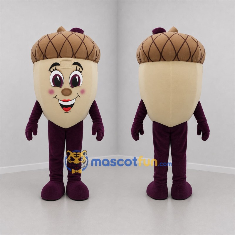Custom Tan and Brown Acorn Mascot Costume Adult Full Body Suit for Harvest Festivals