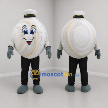 Custom White and Gray Sailor Clam Mascot Costume Adult Full Body Suit for Seafood Events