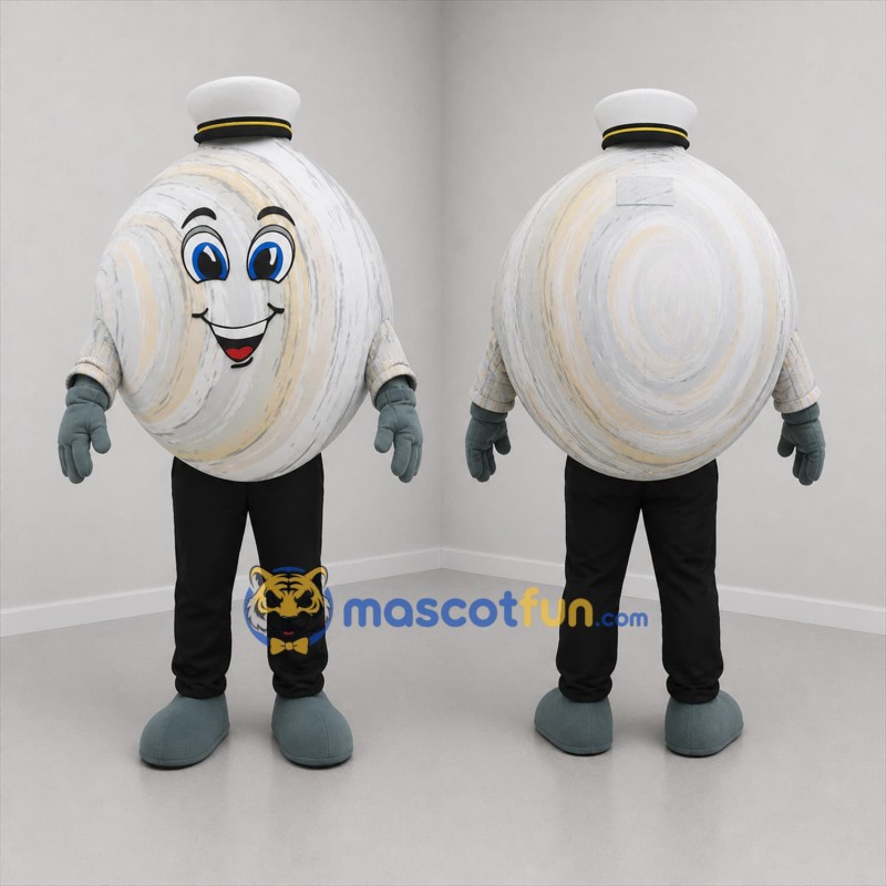 Custom White and Gray Sailor Clam Mascot Costume Adult Full Body Suit for Seafood Events