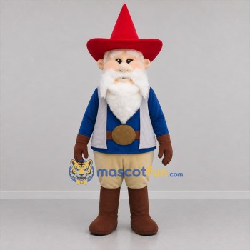 Custom Red and Blue Garden Gnome Mascot Costume Adult Full Body Suit for Garden Events