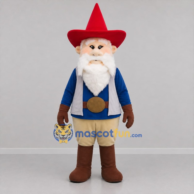 Custom Red and Blue Garden Gnome Mascot Costume Adult Full Body Suit for Garden Events