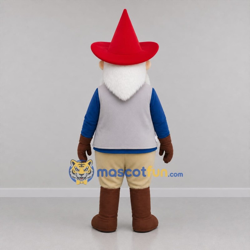 Custom Red and Blue Garden Gnome Mascot Costume Adult Full Body Suit for Garden Events