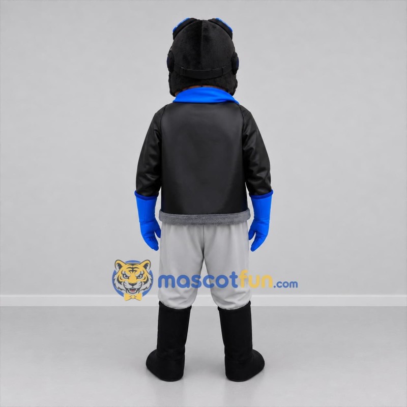Custom Black and Blue Aviator Mascot Costume Adult Full Body Suit for Aviation Events