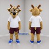 Custom Tan and White Goat Mascot Costume Adult Full Body Suit for School Events