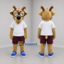 Custom Tan and White Goat Mascot Costume Adult Full Body Suit for School Events