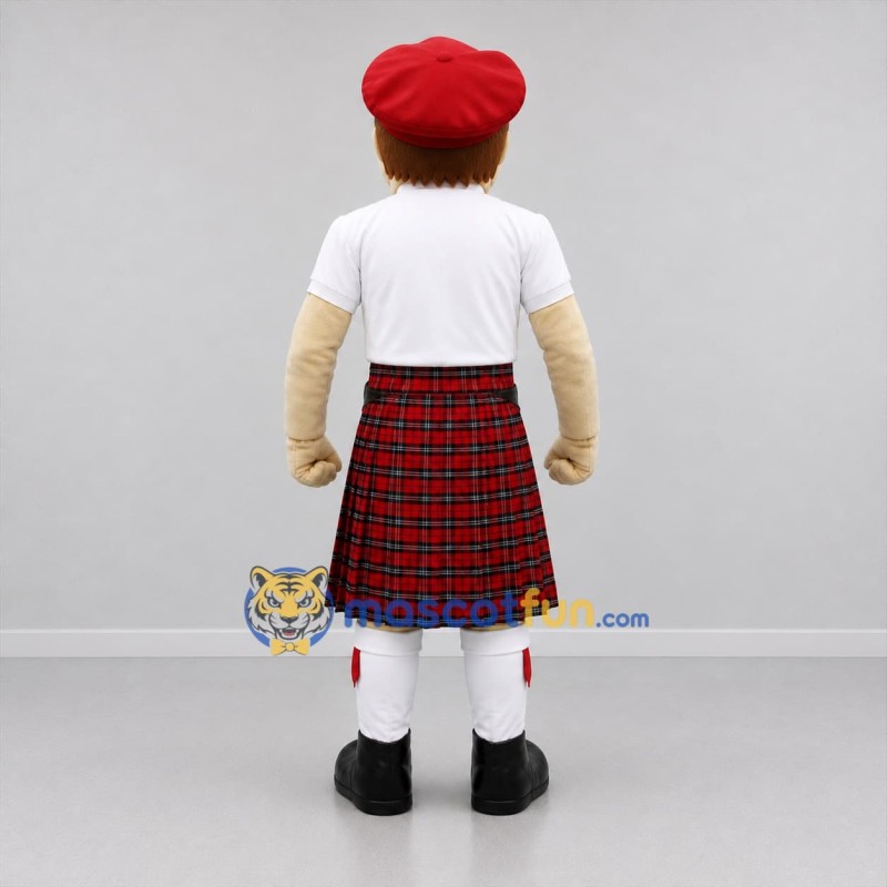 Custom Red White and Black Highlander Mascot Costume Adult Full Body Suit for Cultural Festivals
