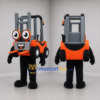 Custom Orange and Gray Forklift Mascot Costume Adult Full Body Suit for Industrial Events