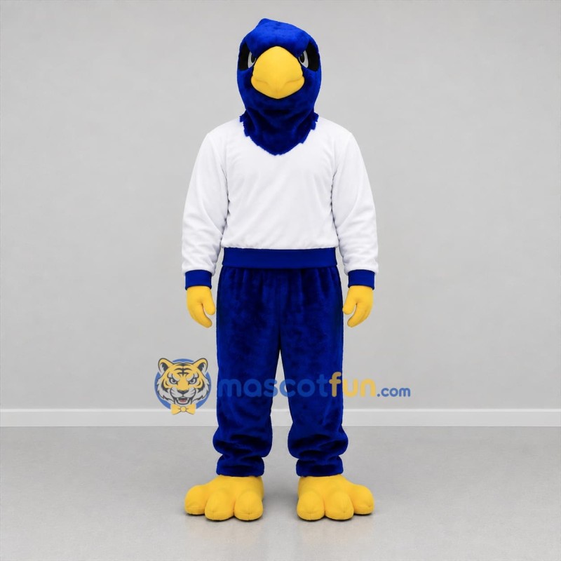 Custom Blue and White Bird Mascot Costume Adult Full Body Suit for Sports Events