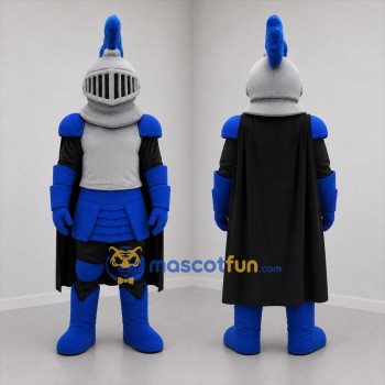 Custom Silver and Blue Armored Knight Mascot Costume Adult Full Body Suit for Medieval Festivals