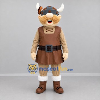 Custom Brown and Tan Viking Mascot Costume Adult Full Body Suit for Historical Events