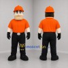 Custom Orange and Black Construction Worker Mascot Costume Adult Full Body Suit for Community Events