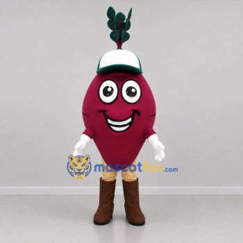 Custom Burgundy and Green Beetroot Mascot Costume Adult Full Body Suit for Farmers Market Events