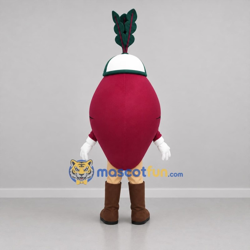 Custom Burgundy and Green Beetroot Mascot Costume Adult Full Body Suit for Farmers Market Events
