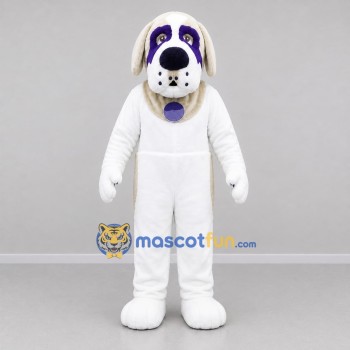 Custom White and Purple Dog Mascot Costume Adult Full Body Suit for Pet Events