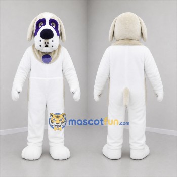 Custom White and Purple Dog Mascot Costume Adult Full Body Suit for Pet Events