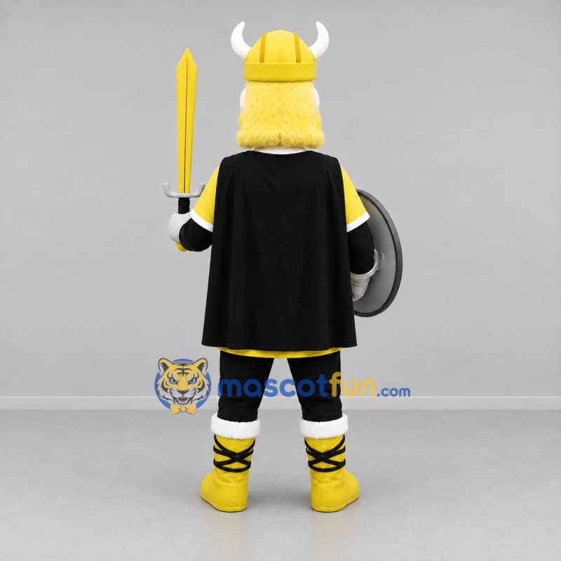 Custom Yellow and Black Viking Warrior Mascot Costume Adult Full Body Suit for Historical Events