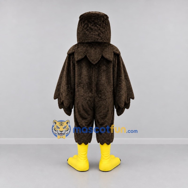 Custom Dark Brown and Yellow Eagle Mascot Costume Adult Full Body Suit for Sports Events