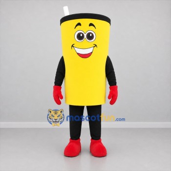Custom Yellow and Black Drink Cup Mascot Costume Adult Full Body Suit for Food Promotions
