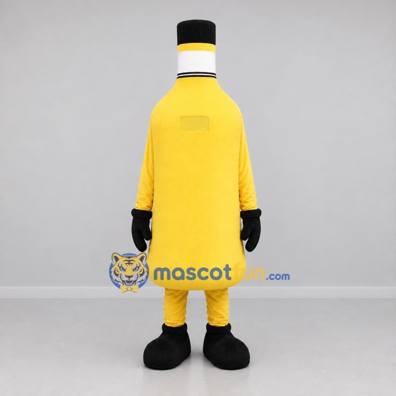 Custom Yellow and Black Bottle Mascot Costume Adult Full Body Suit for Retail Promotions