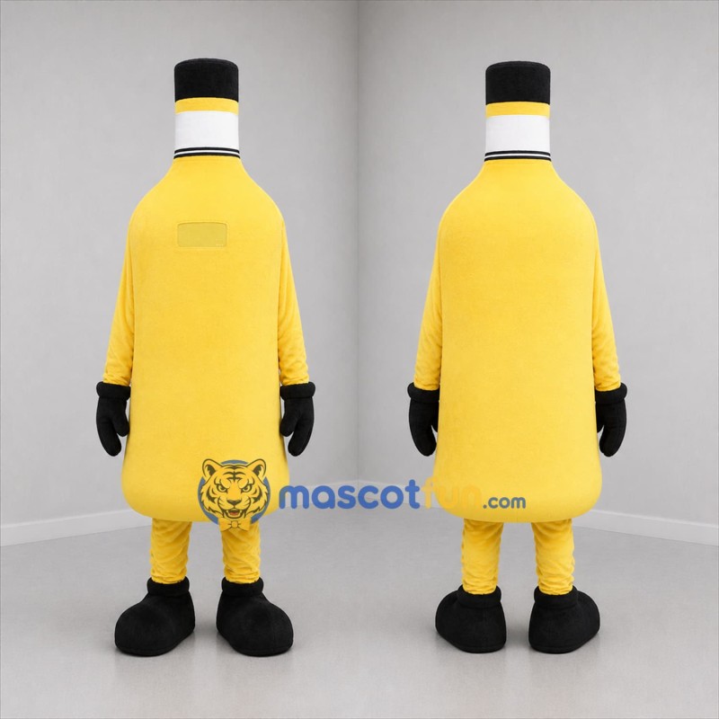 Custom Yellow and Black Bottle Mascot Costume Adult Full Body Suit for Retail Promotions