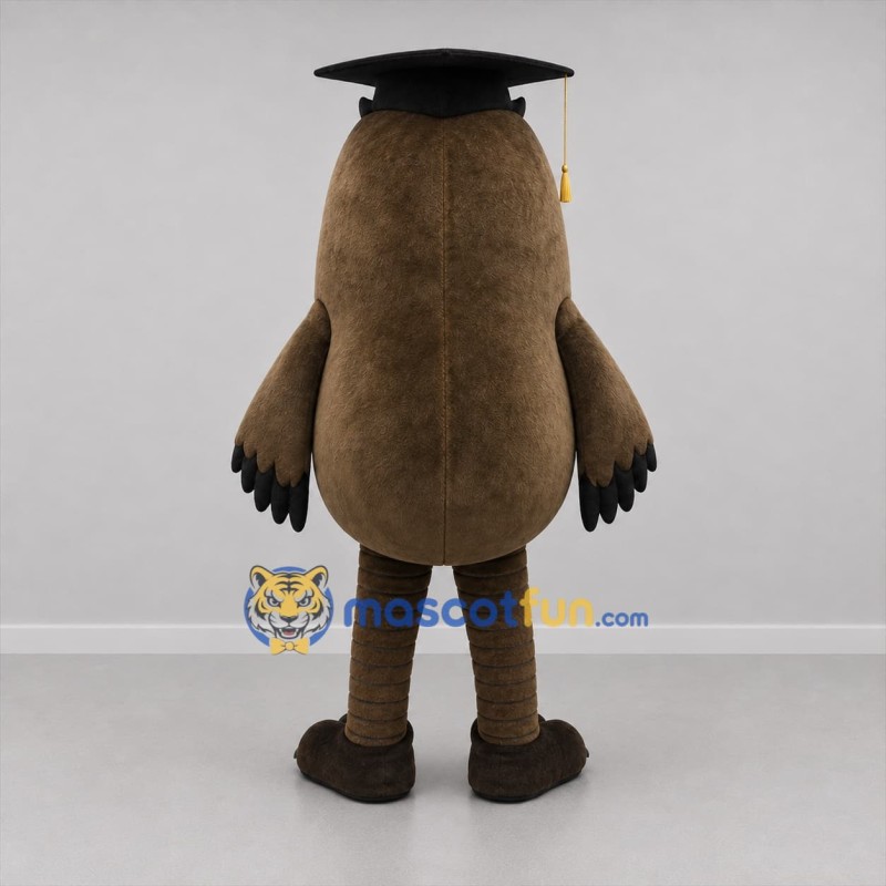 Custom Brown and Yellow Graduation Owl Mascot Costume Adult Full Body Suit for Graduation Events