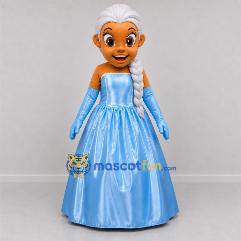 Custom Light Blue Princess Mascot Costume Adult Full Body Suit for Children's Parties