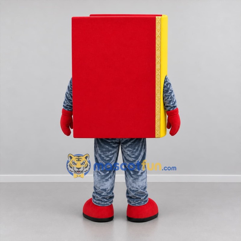 Custom Red and Gold Book Mascot Costume Adult Full Body Suit for Reading Events