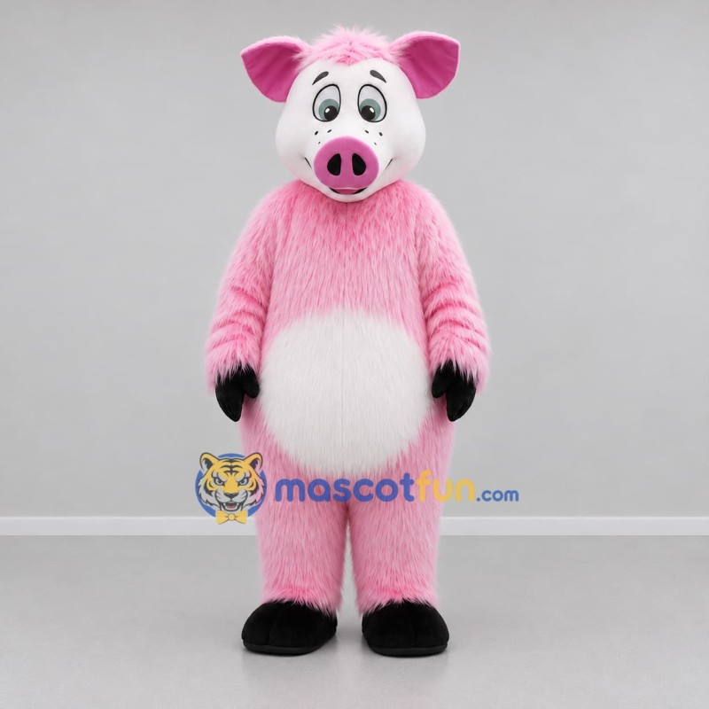 Custom Pink and White Pig Mascot Costume Adult Full Body Suit for Farm Events