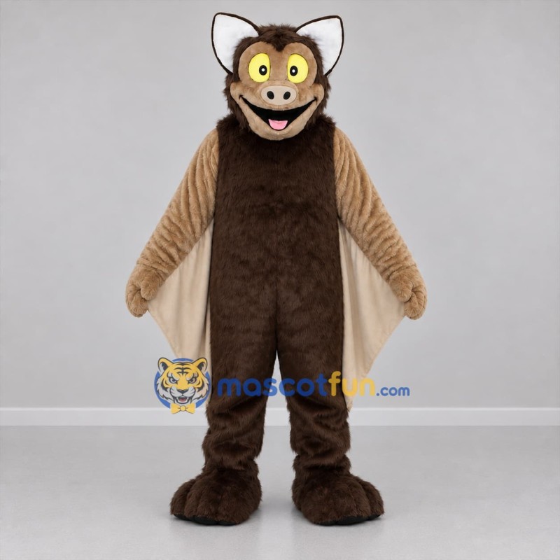 Custom Brown and Tan Bat Mascot Costume Adult Full Body Suit for Halloween Events