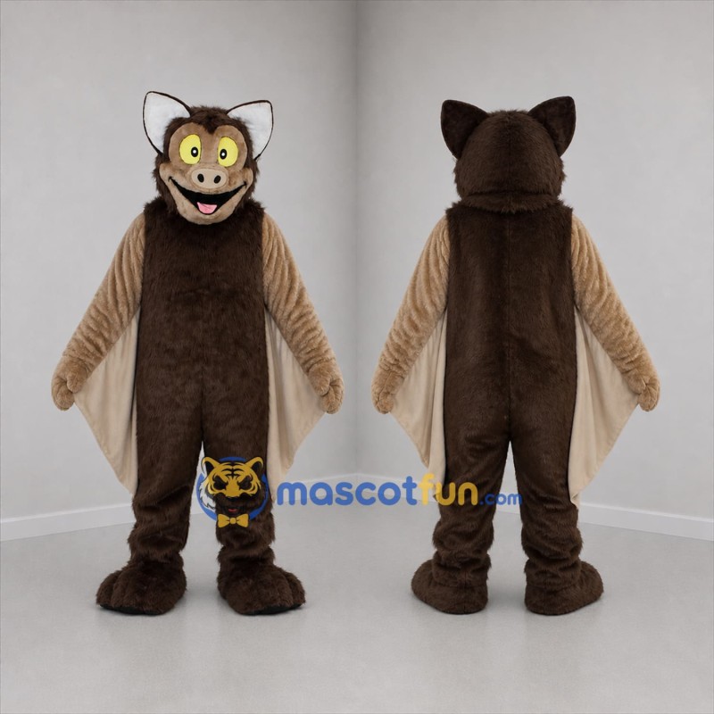 Custom Brown and Tan Bat Mascot Costume Adult Full Body Suit for Halloween Events
