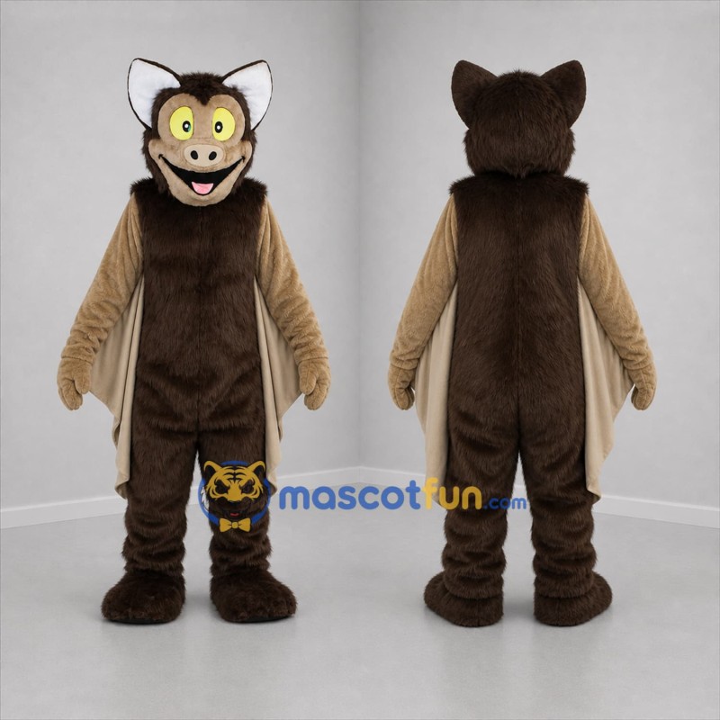 Custom Brown and Tan Bat Mascot Costume Adult Full Body Suit for Halloween Events