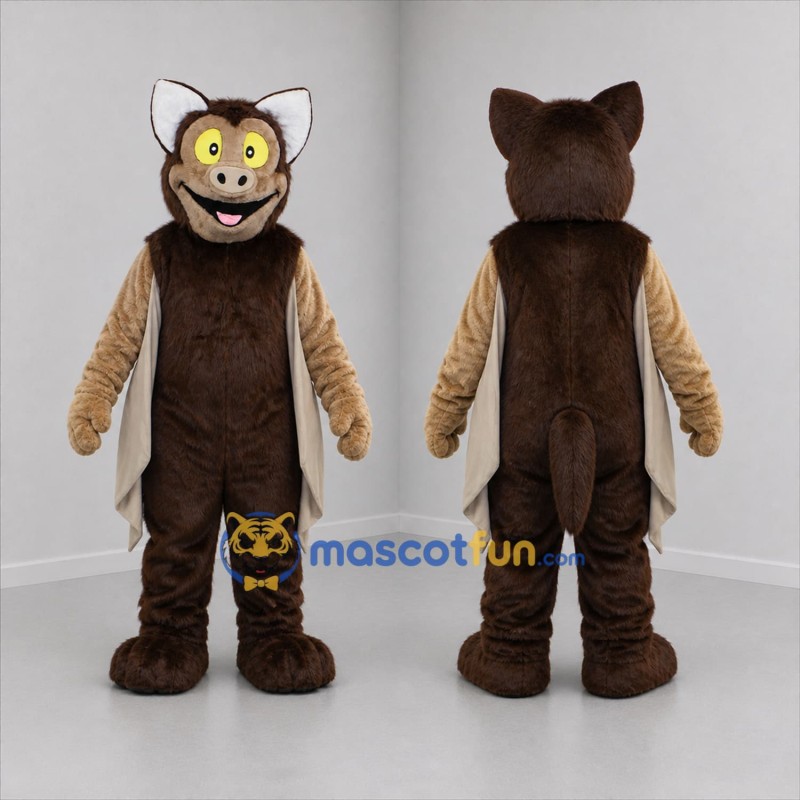 Custom Brown and Tan Bat Mascot Costume Adult Full Body Suit for Halloween Events