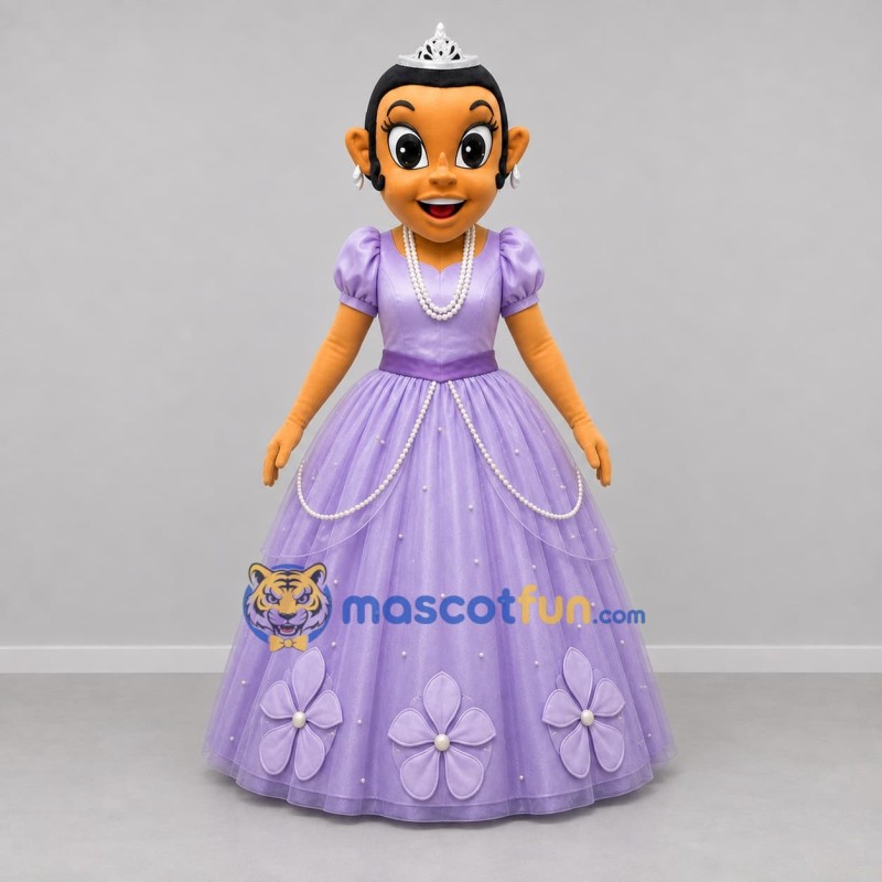 Custom Purple Princess Mascot Costume Adult Full Body Suit for Children's Parties
