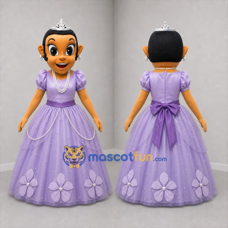 Custom Purple Princess Mascot Costume Adult Full Body Suit for Children's Parties