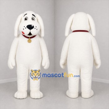 Custom White Dog Mascot Costume Adult Full Body Suit for Pet Events
