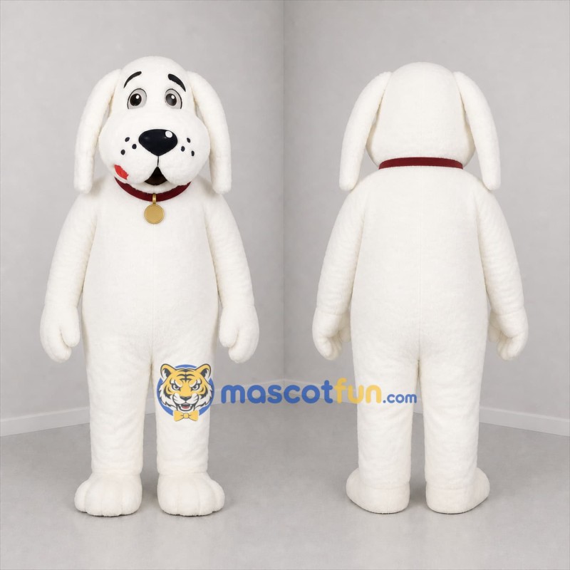Custom White Dog Mascot Costume Adult Full Body Suit for Pet Events