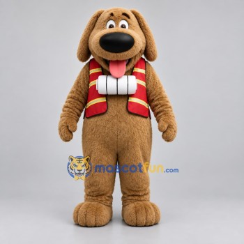 Custom Brown and Red Dog Mascot Costume Adult Full Body Suit for Winter Events