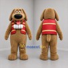 Custom Brown and Red Dog Mascot Costume Adult Full Body Suit for Winter Events
