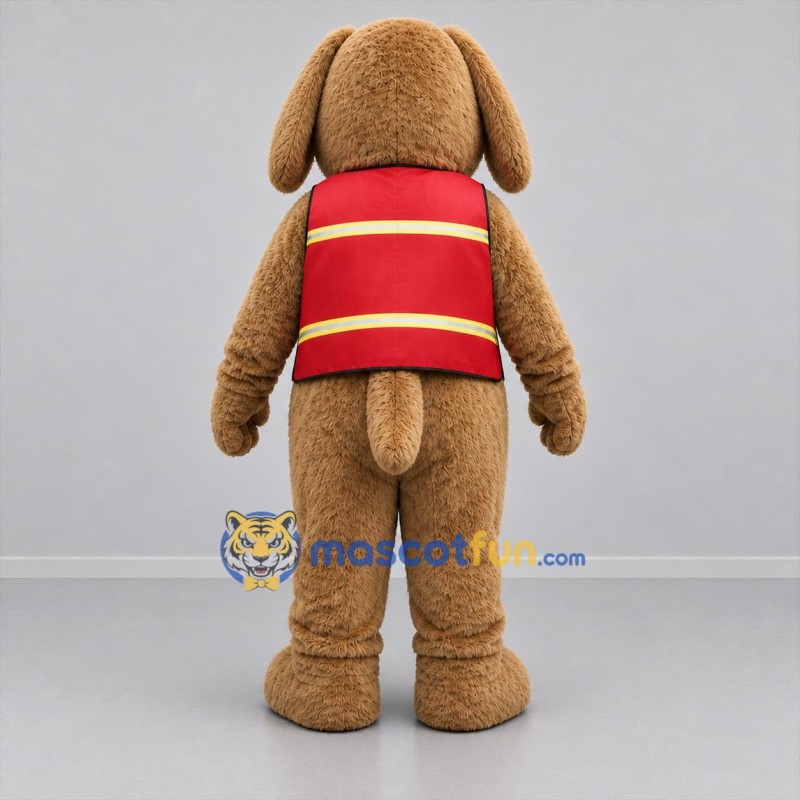 Custom Brown and Red Dog Mascot Costume Adult Full Body Suit for Winter Events