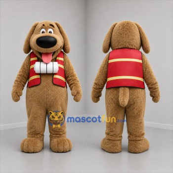 Custom Brown and Red Dog Mascot Costume Adult Full Body Suit for Winter Events