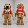 Custom Brown and Red Dog Mascot Costume Adult Full Body Suit for Winter Events